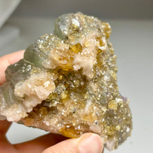 Load image into Gallery viewer, Golden Barite on green fluorite
