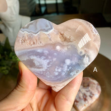 Load image into Gallery viewer, Top quality - pink flower agate heart / druzy pink flower agate heart