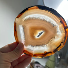 Load image into Gallery viewer, Top Quality Brazilian Agate Slice – Natural Banding & Druzy Center