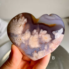 Load image into Gallery viewer, High quality - blue flower agate heart
