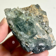 Load image into Gallery viewer, Self stand Glass Fluorite Crystal Cluster – Green Cubic Fluorite on Matrix (Piece A or B)