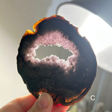 Load image into Gallery viewer, Top Quality Brazilian Agate Slice – Natural Banding & Druzy Center