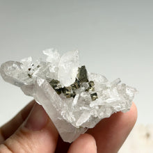 Load image into Gallery viewer, Clear Quartz Cluster with Pyrite Inclusions/Brown Calcite Cluster with Pyrite