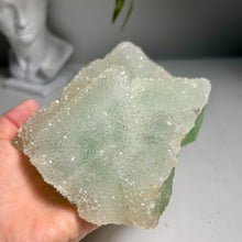 Load image into Gallery viewer, Green fluorite specimen covered with natural druzy quartz- sugar fluorite