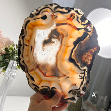 Load image into Gallery viewer, Rare - Top Quality Brazilian Agate Slice – Natural Banding & Translucent Glow