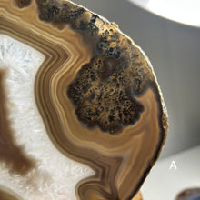 Load image into Gallery viewer, Top Quality Brazilian Agate Slice – Natural Banding, Druzy Texture & Warm Earth Tones