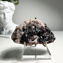 Load image into Gallery viewer, Large Garnet on Pink Quartz Druzy Cluster – Deep Red Natural Crystal Specimen for Home Decor and Mineral Collection