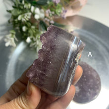 Load image into Gallery viewer, High quality - rare sugary druzy rainbow amethyst freeform from Uruguay