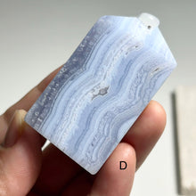 Load image into Gallery viewer, Blue Lace Agate Polished Slab Tower – Natural Banded Chalcedony for Calm, Peace & Throat Chakra Healing
