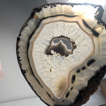 Load image into Gallery viewer, Rare - black agate slice with stand from Brazil