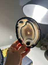 Load image into Gallery viewer, Top Quality Brazilian Agate Slice – Natural Banding, Cool Grey Tones & Artistic Patterns