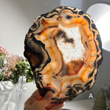 Load image into Gallery viewer, Rare - Top Quality Brazilian Agate Slice – Natural Banding & Translucent Glow