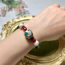 Load image into Gallery viewer, Art Glass Bracelet | Lampwork Bead Bracelet | Czech Glass & Mother of Pearl Jewelry