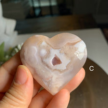 Load image into Gallery viewer, Rare - top quality pink flower agate heart and palm stone