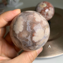 Load image into Gallery viewer, Rare - top quality pink and red flower agate sphere