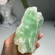Load image into Gallery viewer, Green fluorite specimen covered with natural druzy quartz- sugar fluorite