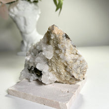 Load image into Gallery viewer, Apophyllite on Calcite with Pyrite | Secondary Growth Apophyllite Crystals | Natural Mineral Specimen | Collector Display Piece