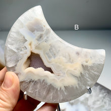 Load image into Gallery viewer, High quality - druzy agate moon with nice banding from Brazil ( free stand)