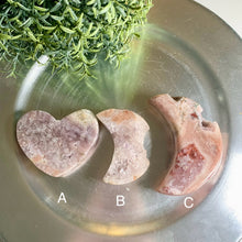 Load image into Gallery viewer, Pink amethyst druzy moon pink amethyst heart druzy pink amethyst