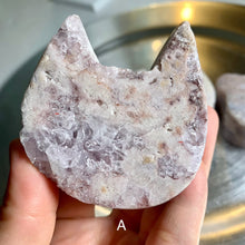 Load image into Gallery viewer, Pink amethyst druzy carving pink amethyst druzy cat head pink amethyst bear head