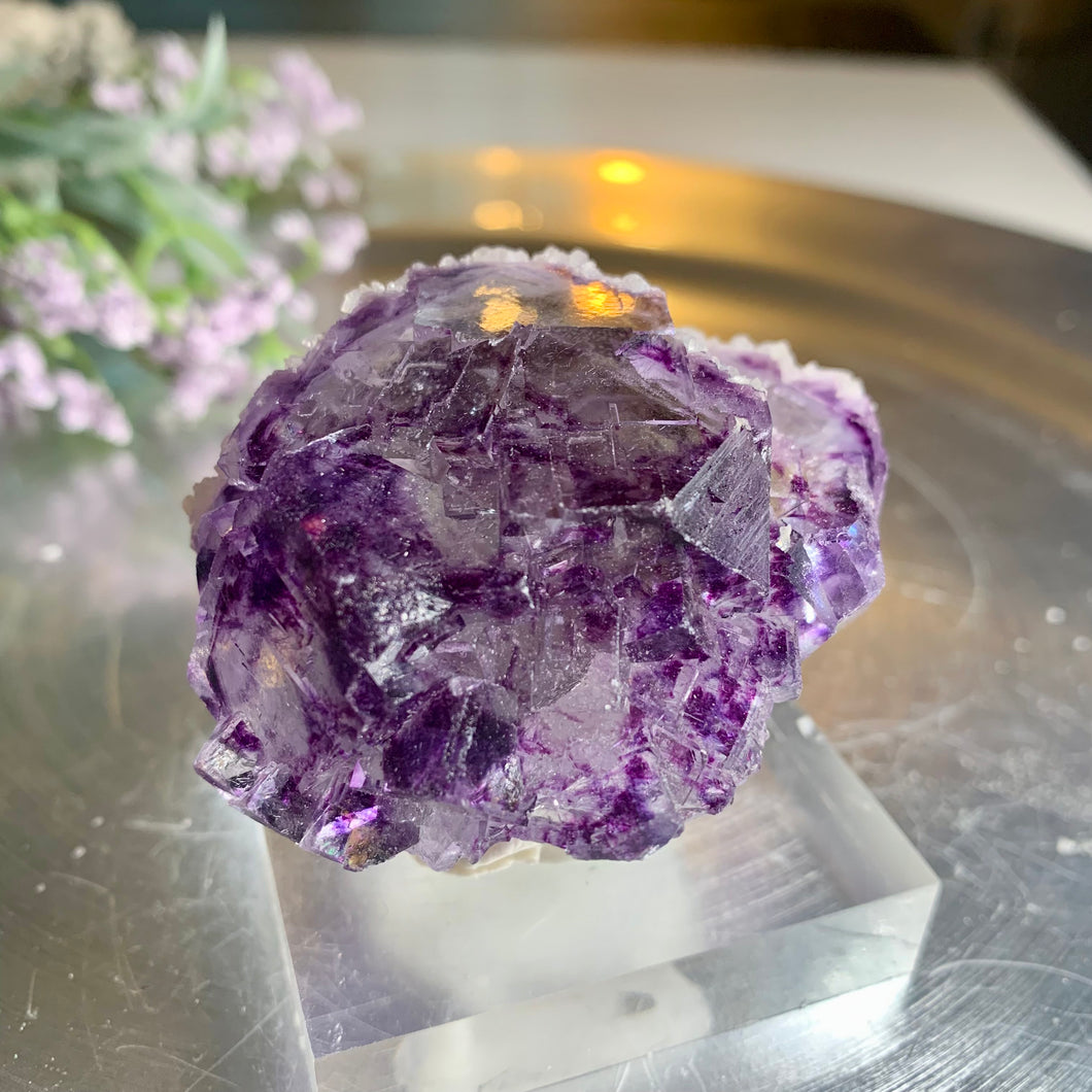 Purple Yaogangxian fluorite with calcite  06