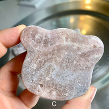 Load image into Gallery viewer, Pink amethyst druzy carving pink amethyst druzy cat head pink amethyst bear head