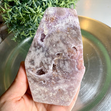 Load image into Gallery viewer, Pink amethyst coffin carving druzy pink amethyst carving