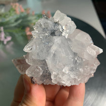 Load image into Gallery viewer, Top quality diamond apophyllite with red heulandite on blue calcedony 03