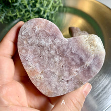 Load image into Gallery viewer, Pink amethyst druzy moon pink amethyst heart druzy pink amethyst