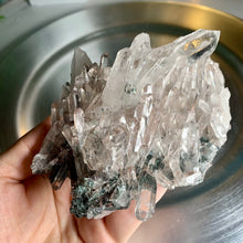 Load image into Gallery viewer, New found - green chlorite pink lemurian quartz cluster