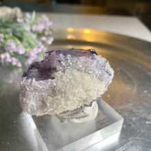 Load image into Gallery viewer, Light blue Yaogangxian fluorite with black rutile and rainbow 07