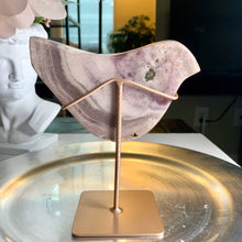 Load image into Gallery viewer, Pink amethyst druzy carving pink amethyst bird for home decoration