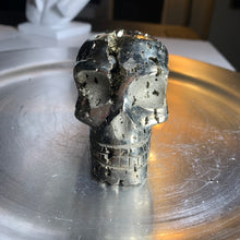 Load image into Gallery viewer, Large pyrite skull druzy pyrite skull