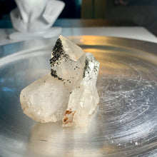 Load image into Gallery viewer, Rare - self stand pyrite on quartz cluster pyrite with clear quartz 06