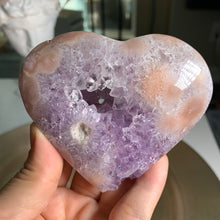 Load image into Gallery viewer, High quality - druzy pink amethyst druzy heart flower agate druzy heart