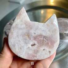 Load image into Gallery viewer, Pink amethyst druzy carving pink amethyst druzy cat head pink amethyst bear head