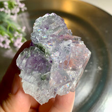 Load image into Gallery viewer, Light blue Yaogangxian fluorite with black rutile and rainbow 07