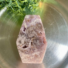 Load image into Gallery viewer, Pink amethyst coffin carving druzy pink amethyst carving