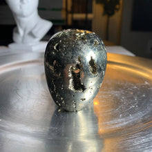 Load image into Gallery viewer, Large pyrite skull druzy pyrite skull