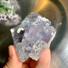 Load image into Gallery viewer, Light blue Yaogangxian fluorite with black rutile and rainbow 07