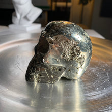 Load image into Gallery viewer, Large pyrite skull druzy pyrite skull