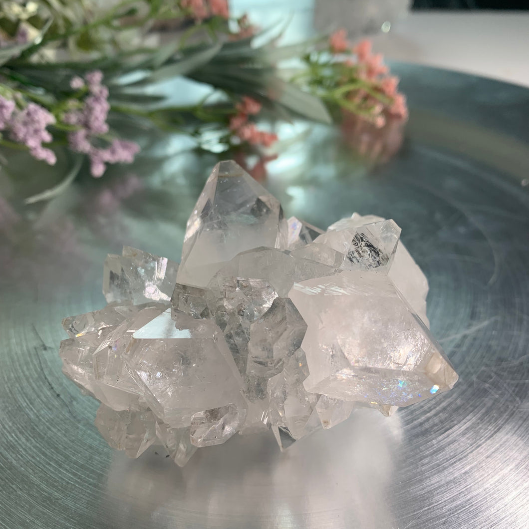 Top quality diamond apophyllite on blue calcedony 02