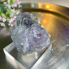 Load image into Gallery viewer, Light blue Yaogangxian fluorite with black rutile and rainbow 07