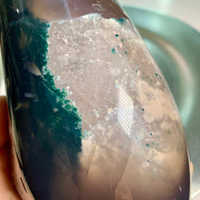 Load image into Gallery viewer, Rare - rainbow amethyst with calcite freeform /rainbow amethyst with moss agate in skin freeform