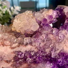 Load image into Gallery viewer, Rare - top quality pink amethyst druzy slab pink druzy amethyst slice with stand
