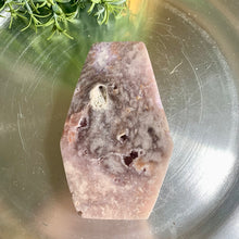 Load image into Gallery viewer, Pink amethyst coffin carving druzy pink amethyst carving