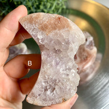 Load image into Gallery viewer, Pink amethyst druzy moon pink amethyst heart druzy pink amethyst