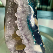Load image into Gallery viewer, Rare - rainbow amethyst with calcite freeform /rainbow amethyst with moss agate in skin freeform