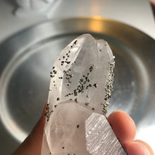 Load image into Gallery viewer, Rare - pyrite on clear quartz cluster 07