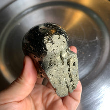 Load image into Gallery viewer, Large pyrite skull druzy pyrite skull